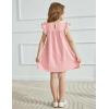 Arshiner Girls Summer Dress Toddler Ruffle Sleeve Dresses Kids Swing Casual Beach Boho Sundress with Pockets for 1-7t(Pink)