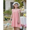 Arshiner Girls Summer Dress Toddler Ruffle Sleeve Dresses Kids Swing Casual Beach Boho Sundress with Pockets for 1-7t(Pink)