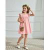 Arshiner Girls Summer Dress Toddler Ruffle Sleeve Dresses Kids Swing Casual Beach Boho Sundress with Pockets for 1-7t(Pink)
