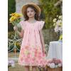 Arshiner Girls Summer Dress Toddler Ruffle Sleeve Dresses Kids Swing Casual Beach Boho Sundress with Pockets for 1-7t(Pink Floral)