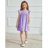 Arshiner Girls Summer Dress Toddler Ruffle Sleeve Dresses Kids Swing Casual Beach Boho Sundress with Pockets for 1-7t(Purple)