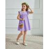 Arshiner Girls Summer Dress Toddler Ruffle Sleeve Dresses Kids Swing Casual Beach Boho Sundress with Pockets for 1-7t(Purple)