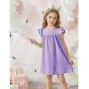 Arshiner Girls Summer Dress Toddler Ruffle Sleeve Dresses Kids Swing Casual Beach Boho Sundress with Pockets for 1-7t(Purple)