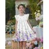 Arshiner Girls Summer Dress Toddler Ruffle Sleeve Dresses Kids Swing Casual Beach Boho Sundress with Pockets for 1-7t(Purple Floral)