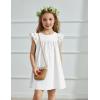 Arshiner Girls Summer Dress Toddler Ruffle Sleeve Dresses Kids Swing Casual Beach Boho Sundress with Pockets for 1-7t(White)