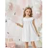 Arshiner Girls Summer Dress Toddler Ruffle Sleeve Dresses Kids Swing Casual Beach Boho Sundress with Pockets for 1-7t(White)
