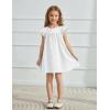 Arshiner Girls Summer Dress Toddler Ruffle Sleeve Dresses Kids Swing Casual Beach Boho Sundress with Pockets for 1-7t(White)