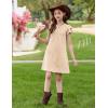 Arshiner Girls Summer Dress Tween Flutter Sleeve Pleated Front A Line Boho Beach Casual Dresses(Beige)