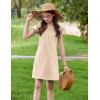Arshiner Girls Summer Dress Tween Flutter Sleeve Pleated Front A Line Boho Beach Casual Dresses(Beige)