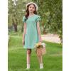 Arshiner Girls Summer Dress Tween Flutter Sleeve Pleated Front A Line Boho Beach Casual Dresses(Green)