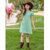 Arshiner Girls Summer Dress Tween Flutter Sleeve Pleated Front A Line Boho Beach Casual Dresses(Green)