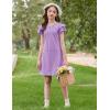 Arshiner Girls Summer Dress Tween Flutter Sleeve Pleated Front A Line Boho Beach Casual Dresses(Purple)