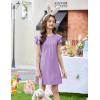 Arshiner Girls Summer Dress Tween Flutter Sleeve Pleated Front A Line Boho Beach Casual Dresses(Purple)