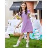 Arshiner Girls Summer Dress Tween Flutter Sleeve Pleated Front A Line Boho Beach Casual Dresses(Purple)