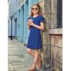 Arshiner Girls Summer Dress Tween Flutter Sleeve Pleated Front A Line Boho Beach Casual Dresses(Royal Blue)