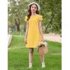 Arshiner Girls Summer Dress Tween Flutter Sleeve Pleated Front A Line Boho Beach Casual Dresses(Yellow)