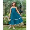 Arshiner Girls Summer Spaghetti Strap Dresses Flowy Tiered Cami Maxi Sundress with Pockets(Blue)