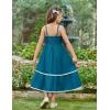 Arshiner Girls Summer Spaghetti Strap Dresses Flowy Tiered Cami Maxi Sundress with Pockets(Blue)