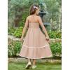 Arshiner Girls Summer Spaghetti Strap Dresses Flowy Tiered Cami Maxi Sundress with Pockets(Champagne)