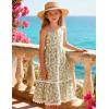 Arshiner Girls Summer Spaghetti Strap Dresses Flowy Tiered Cami Maxi Sundress with Pockets(Floral Green)