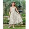 Arshiner Girls Summer Spaghetti Strap Dresses Flowy Tiered Cami Maxi Sundress with Pockets(Floral Green)