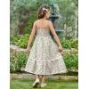 Arshiner Girls Summer Spaghetti Strap Dresses Flowy Tiered Cami Maxi Sundress with Pockets(Floral Green)