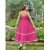Arshiner Girls Summer Spaghetti Strap Dresses Flowy Tiered Cami Maxi Sundress with Pockets(Hot Pink)