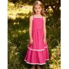 Arshiner Girls Summer Spaghetti Strap Dresses Flowy Tiered Cami Maxi Sundress with Pockets(Hot Pink)