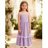 Arshiner Girls Summer Spaghetti Strap Dresses Flowy Tiered Cami Maxi Sundress with Pockets(Lavender)