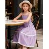 Arshiner Girls Summer Spaghetti Strap Dresses Flowy Tiered Cami Maxi Sundress with Pockets(Lavender)