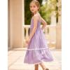 Arshiner Girls Summer Spaghetti Strap Dresses Flowy Tiered Cami Maxi Sundress with Pockets(Lavender)
