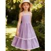 Arshiner Girls Summer Spaghetti Strap Dresses Flowy Tiered Cami Maxi Sundress with Pockets(Lavender)
