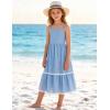 Arshiner Girls Summer Spaghetti Strap Dresses Flowy Tiered Cami Maxi Sundress with Pockets(Light Blue)