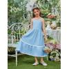 Arshiner Girls Summer Spaghetti Strap Dresses Flowy Tiered Cami Maxi Sundress with Pockets(Light Blue)