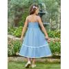Arshiner Girls Summer Spaghetti Strap Dresses Flowy Tiered Cami Maxi Sundress with Pockets(Light Blue)
