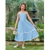 Arshiner Girls Summer Spaghetti Strap Dresses Flowy Tiered Cami Maxi Sundress with Pockets(Light Blue)