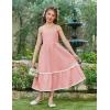 Arshiner Girls Summer Spaghetti Strap Dresses Flowy Tiered Cami Maxi Sundress with Pockets(Pink)