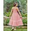 Arshiner Girls Summer Spaghetti Strap Dresses Flowy Tiered Cami Maxi Sundress with Pockets(Pink)