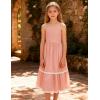 Arshiner Girls Summer Spaghetti Strap Dresses Flowy Tiered Cami Maxi Sundress with Pockets(Pink)