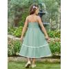 Arshiner Girls Summer Spaghetti Strap Dresses Flowy Tiered Cami Maxi Sundress with Pockets(Sage Green)