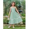 Arshiner Girls Summer Spaghetti Strap Dresses Flowy Tiered Cami Maxi Sundress with Pockets(Sage Green)