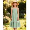 Arshiner Girls Summer Spaghetti Strap Dresses Flowy Tiered Cami Maxi Sundress with Pockets(Sage Green)