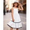 Arshiner Girls Summer Spaghetti Strap Dresses Flowy Tiered Cami Maxi Sundress with Pockets(White)