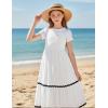 Arshiner Girls Summer Spaghetti Strap Dresses Flowy Tiered Cami Maxi Sundress with Pockets(White)