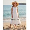 Arshiner Girls Summer Spaghetti Strap Dresses Flowy Tiered Cami Maxi Sundress with Pockets(White)