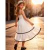 Arshiner Girls Summer Spaghetti Strap Dresses Flowy Tiered Cami Maxi Sundress with Pockets(White)
