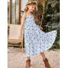 Arshiner Girl’s Sundresses Summer Boho Strap Tiered Cami Maxi Dresses with Pockets(Blue & White Floral)