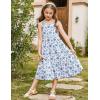 Arshiner Girl’s Sundresses Summer Boho Strap Tiered Cami Maxi Dresses with Pockets(Blue & White Floral)