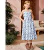Arshiner Girl’s Sundresses Summer Boho Strap Tiered Cami Maxi Dresses with Pockets(Blue & White Floral)