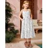 Arshiner Girl’s Sundresses Summer Boho Strap Tiered Cami Maxi Dresses with Pockets(Pink & White Floral)